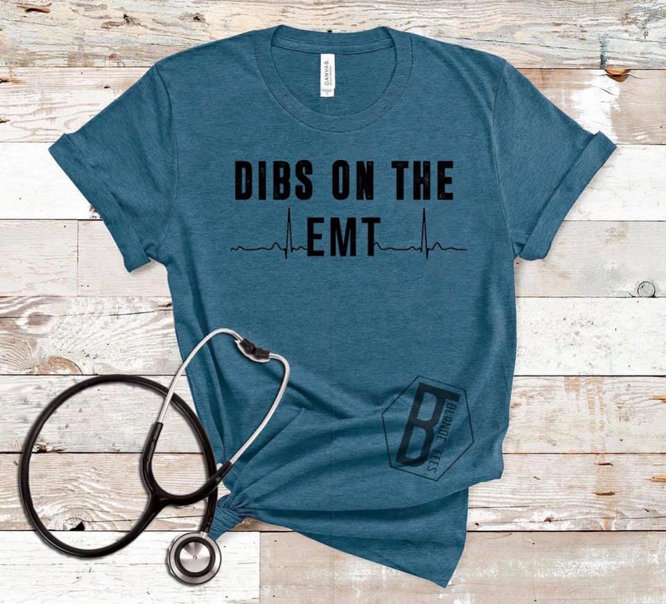 Dibs on the EMT - Black Ink - Heather Deep Teal Tee