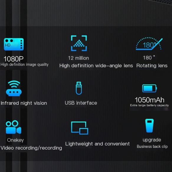 HD Portable Body Camera with Rotating Lens and Recorder