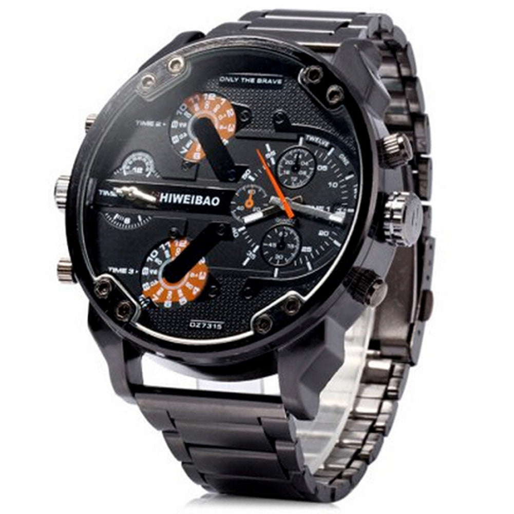 SHIWEIBAO Men's Steel Band Dual Time Zone Watch