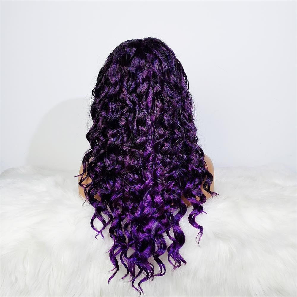 Red Ombre Highlight Curly Synthetic Lace Front Wig Wholesale Highlighted Swiss Lace Front Wigs