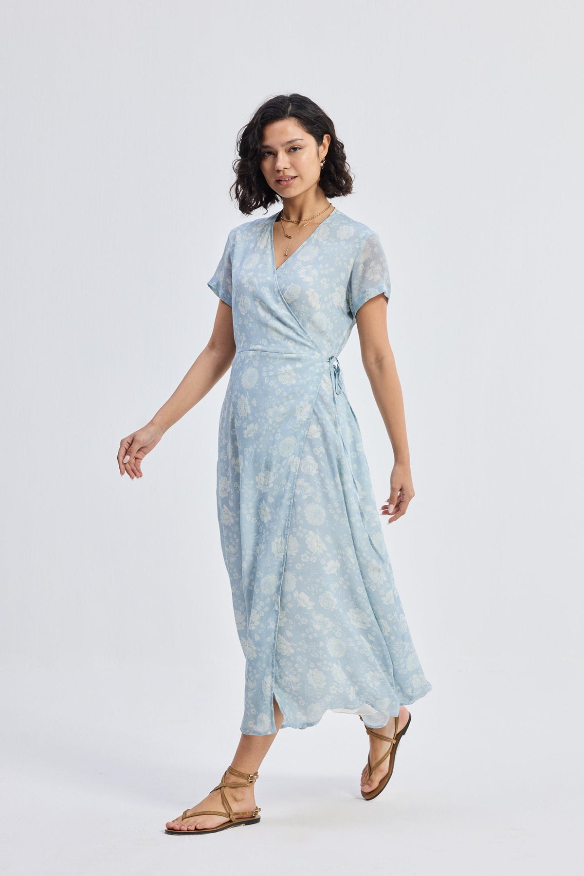 Maxi Wrap Dress in Florals