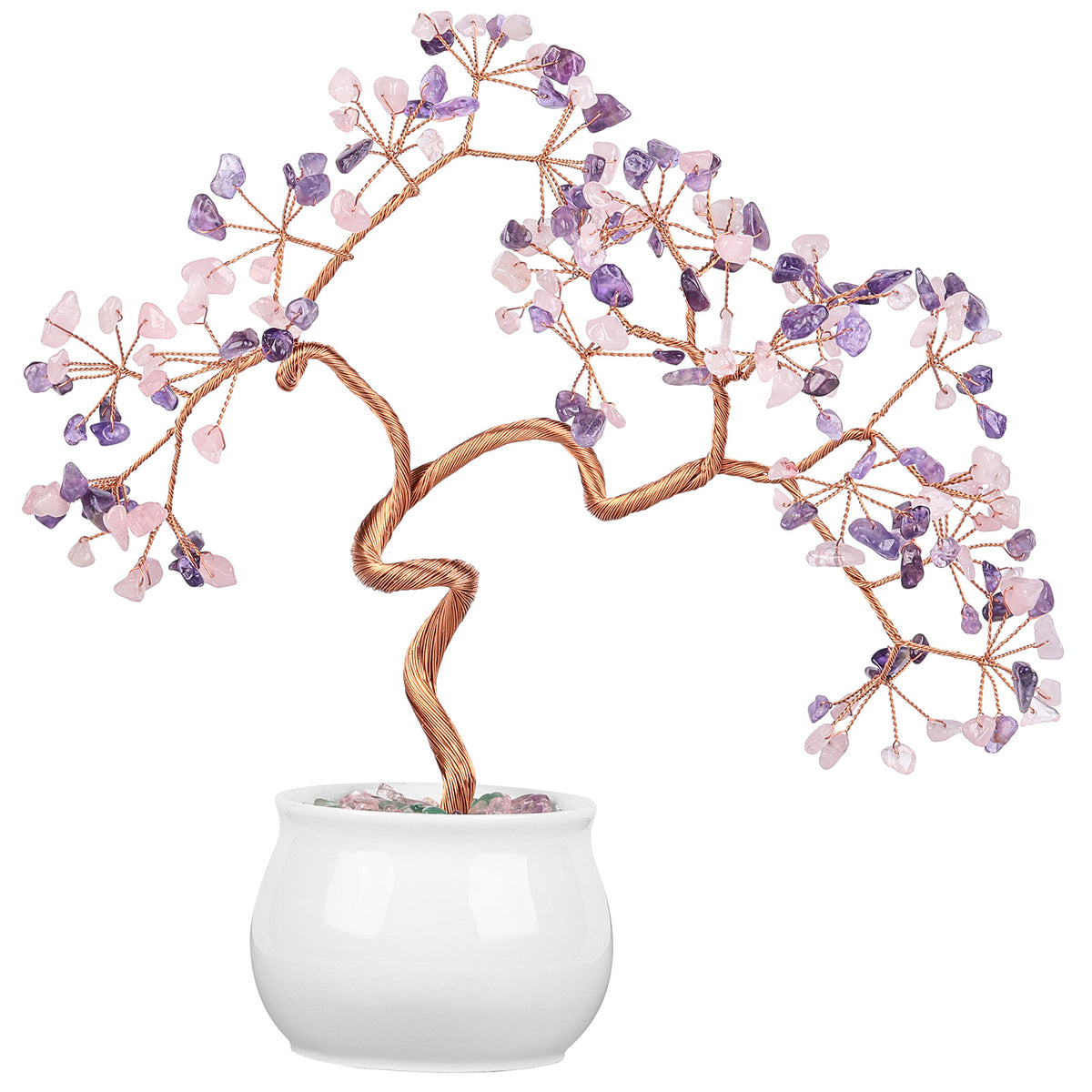 Creative Natural Crystal Tree with Ceramic Pot Decor