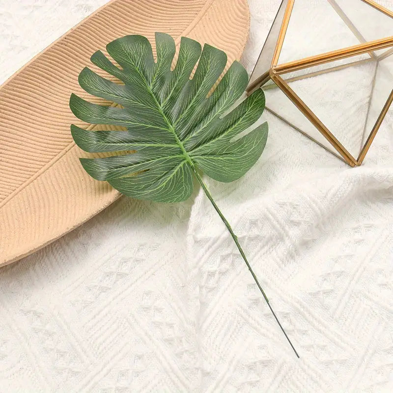 10 Pcs 11.81" Green Artificial Turtle Leaf for Decor