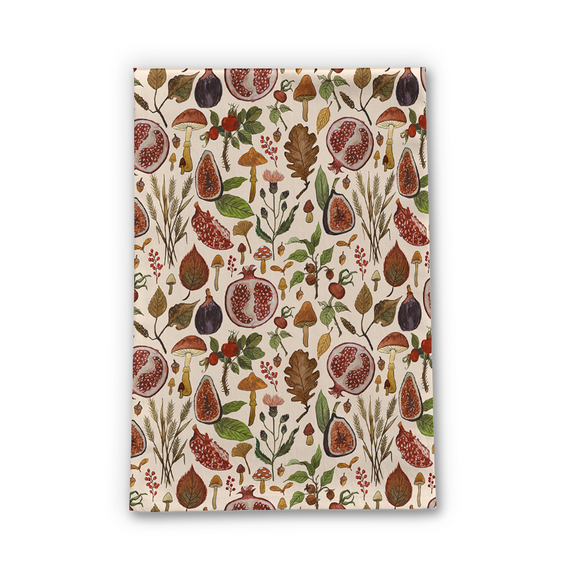 Rose Hips, Fruit and Leaves Tea Towel