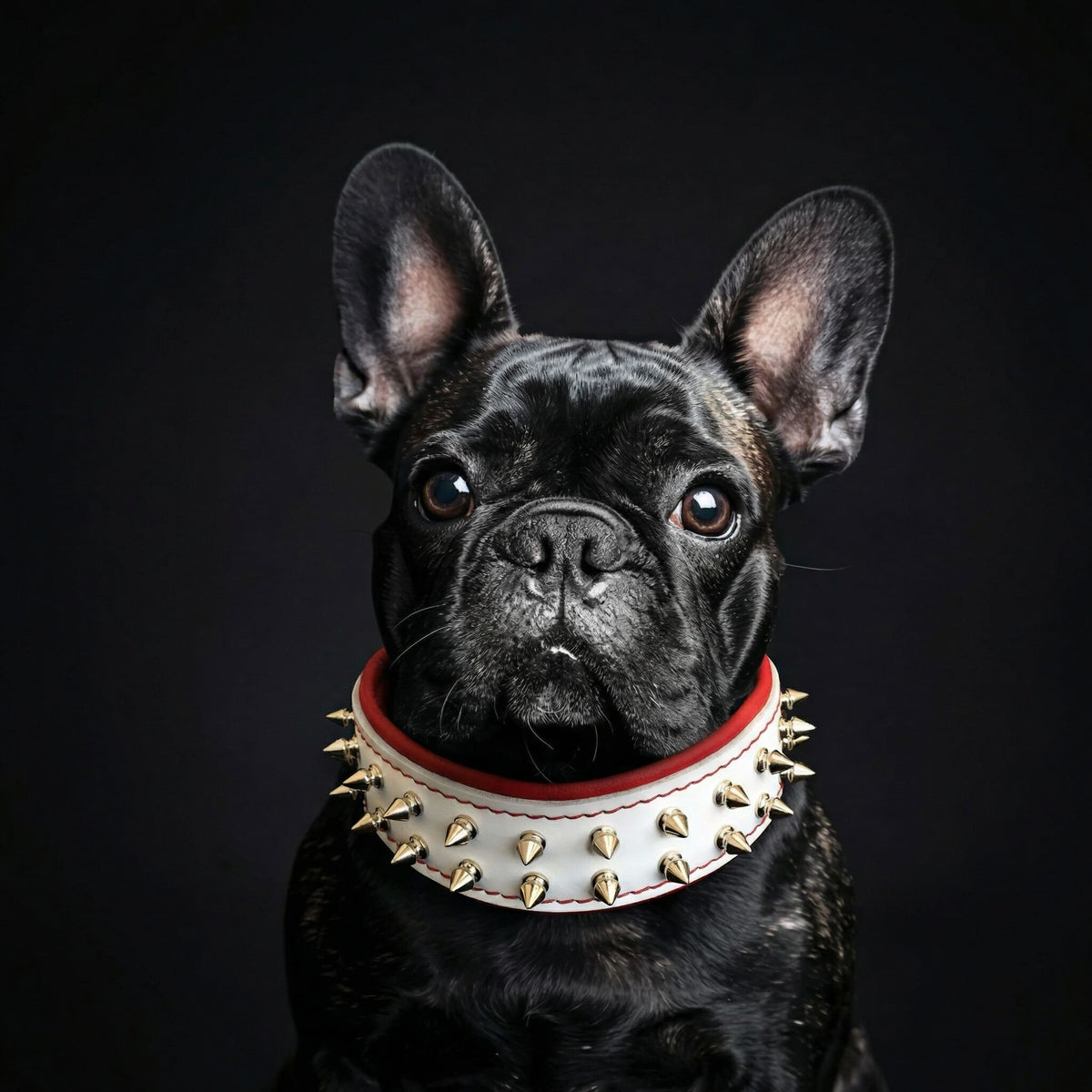 White "Frenchie" dog collar