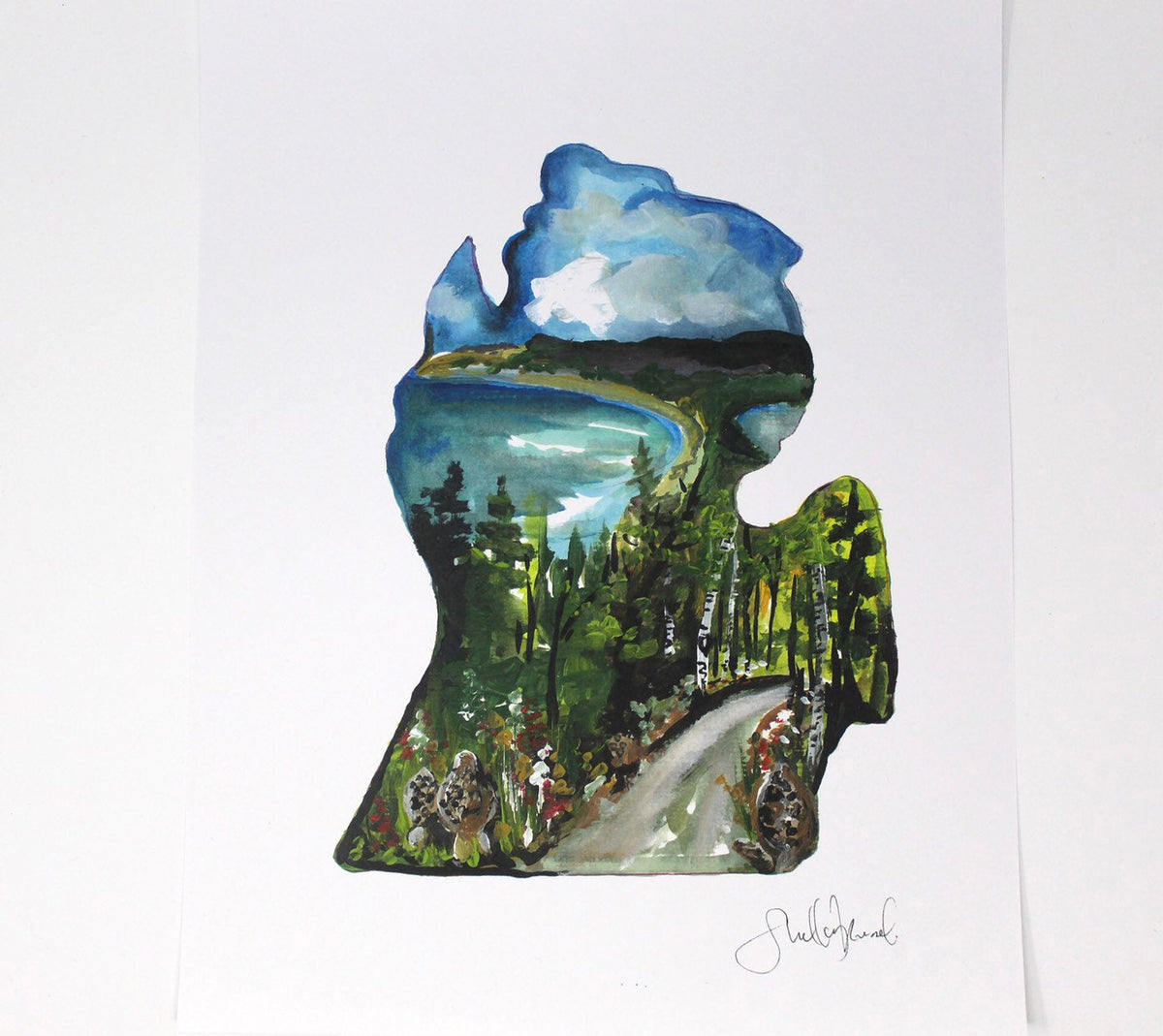 Morel Mushroom Michigan Art Print 11x14in, Wall Decor, Michigan Artwork