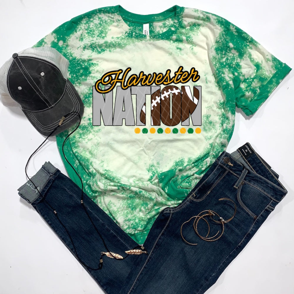 Harvester Nation w/ Football - Gold & Black Text - 13 Color Options