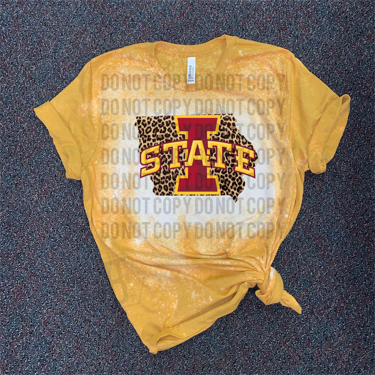 Iowa State Cyclones w Leopard - Acid Wash Mustard Tee