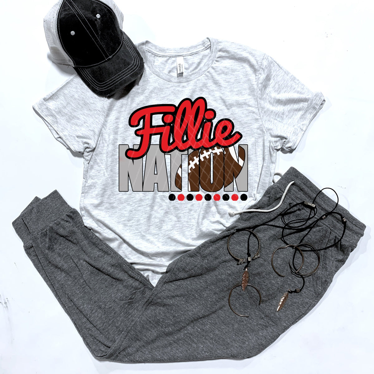 Fillie Nation w/ Football - Red & Black Text - 13 Color Options