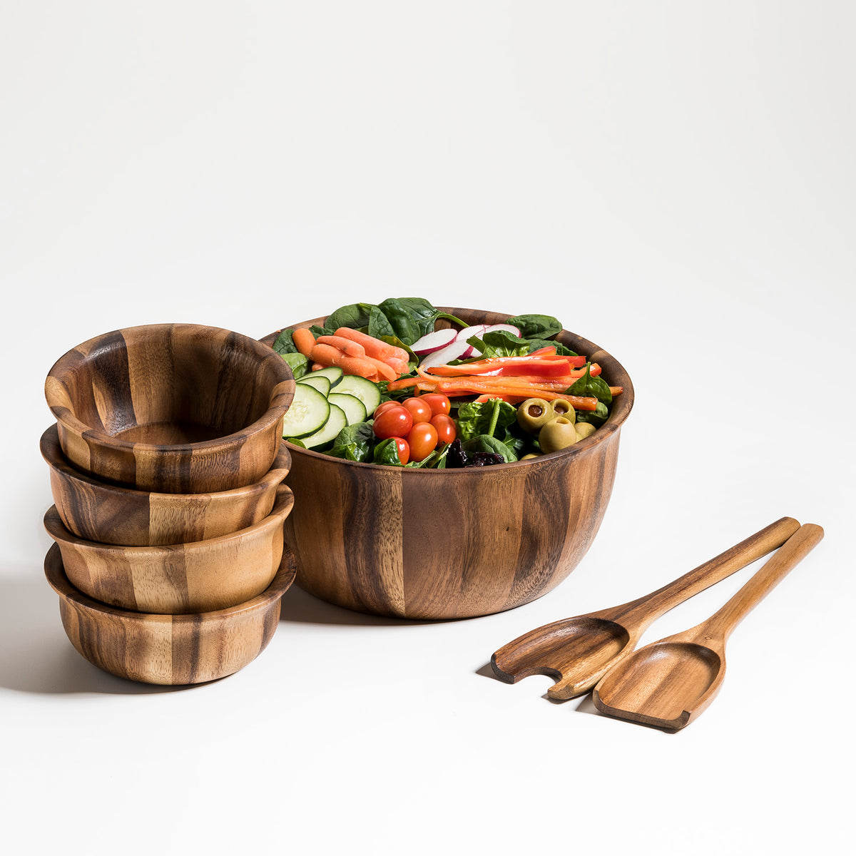 Soro Large Salad Bowl with servers & 4 Individuals