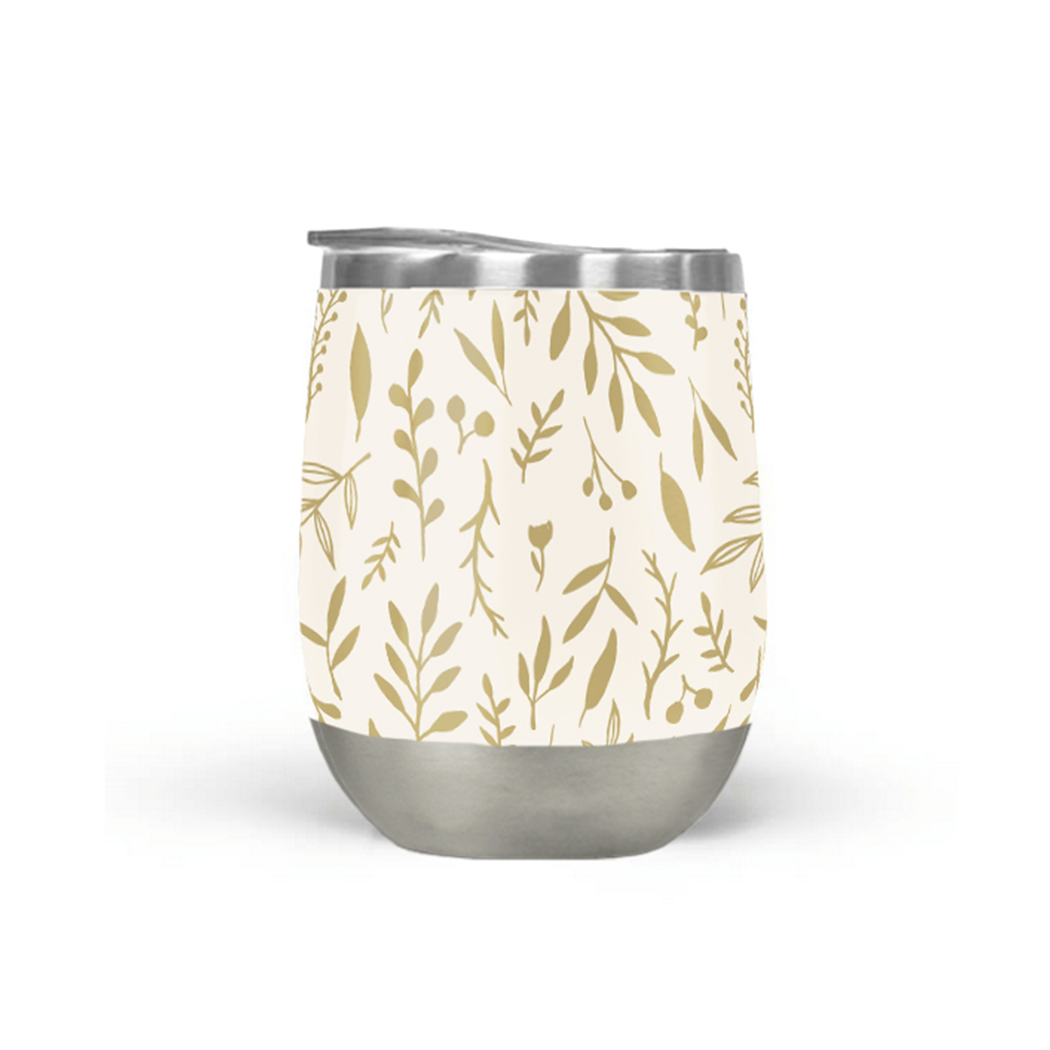 Gold Falling Leaves Wine Tumbler