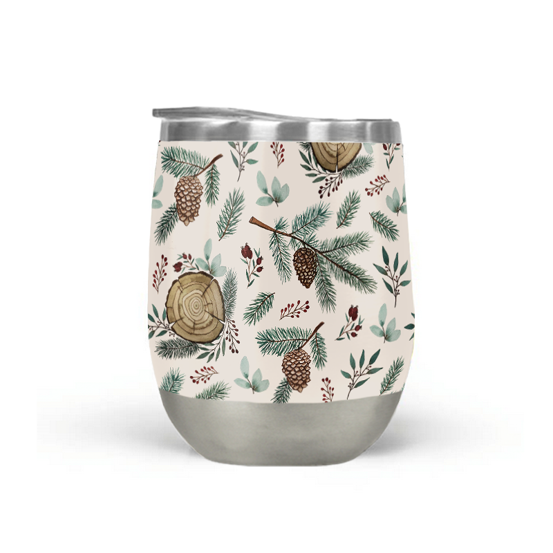 Winter Branches, Berries, & Pine Cones Stemless Wine Tumbler