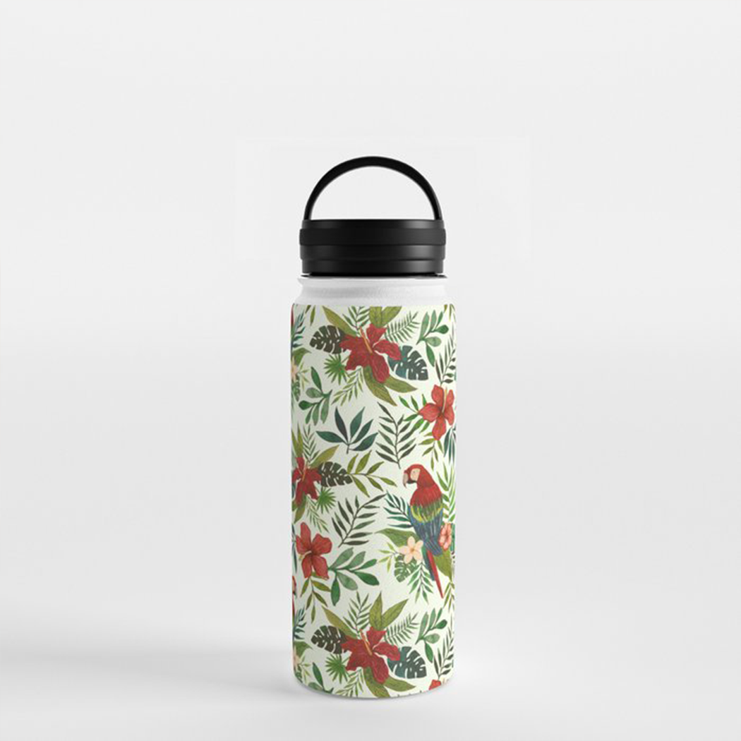 Tropical Parrot Handle Lid Water Bottle