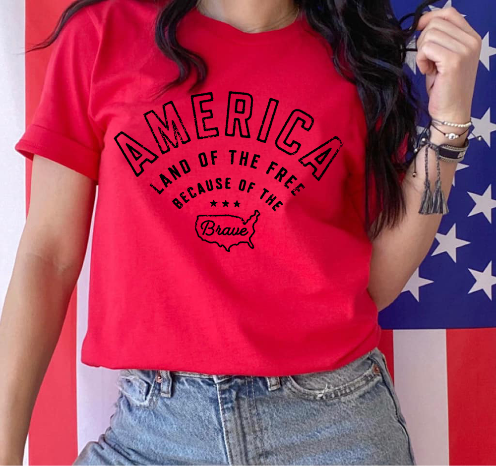 America - Land Of The Free Because Of The Brave - Black Ink