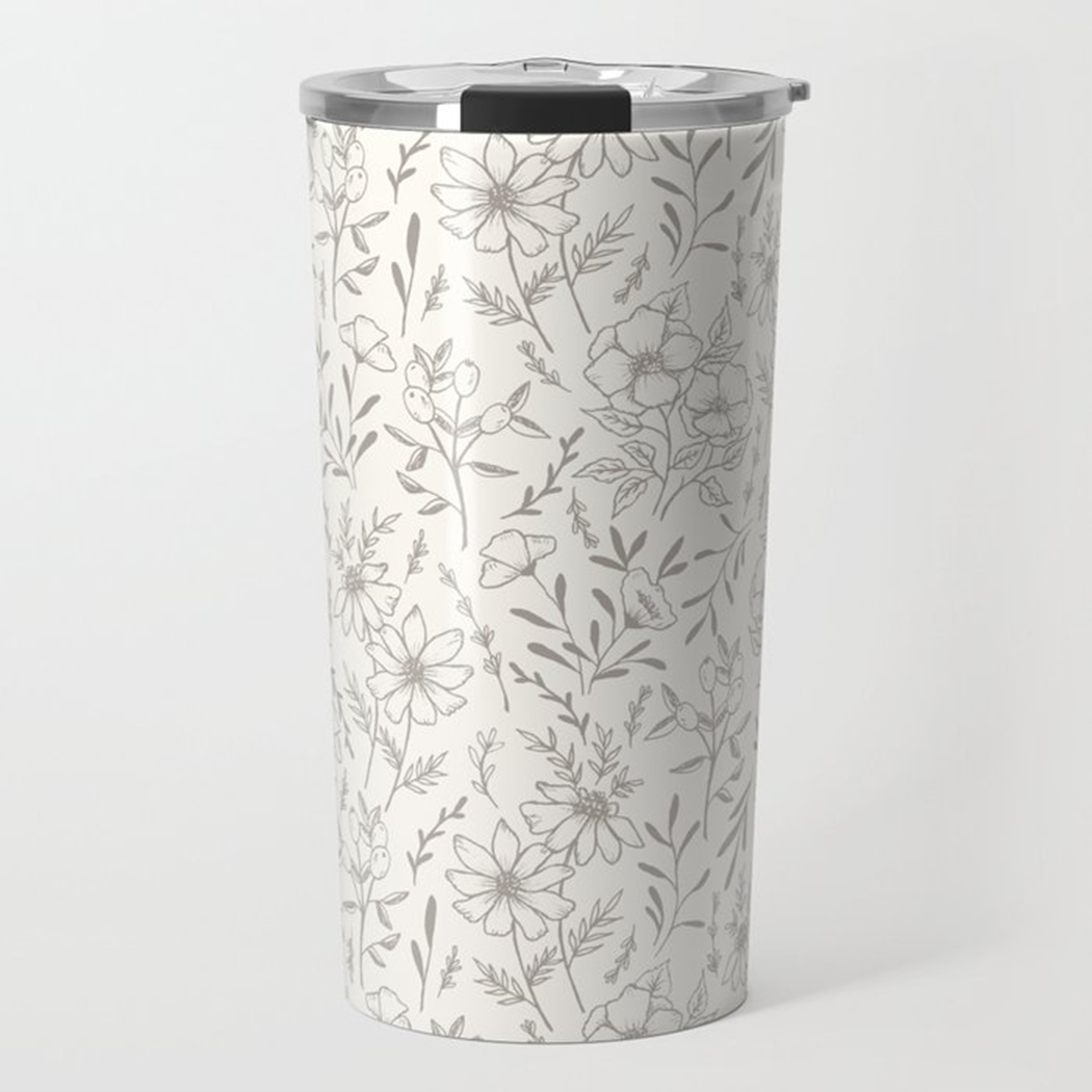 Ivory Flower Travel Mug