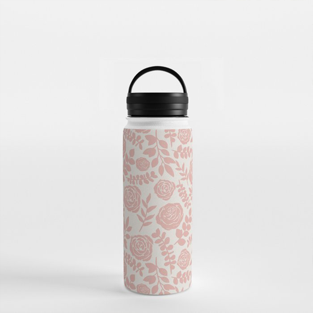 Blush Floral Handle Lid Water Bottle
