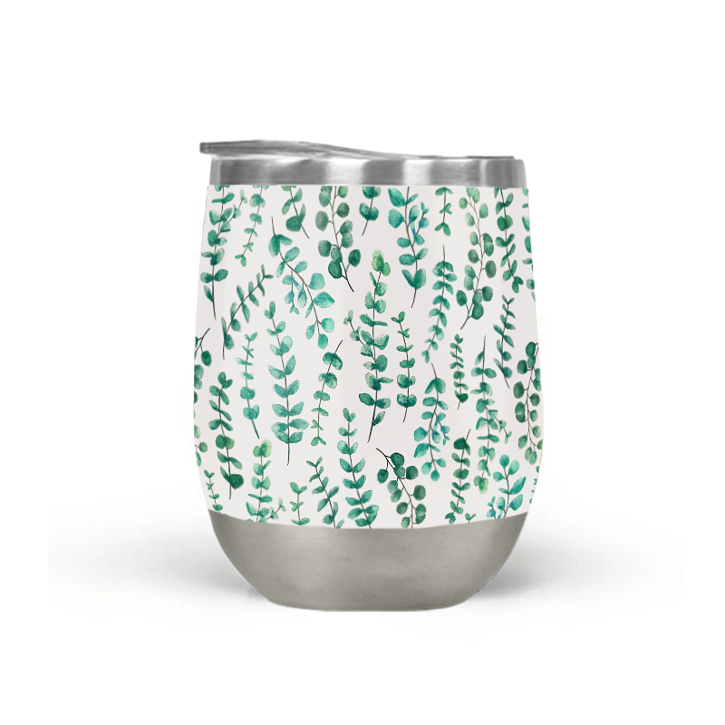 Eucalyptus Watercolor Stemless Wine Tumbler