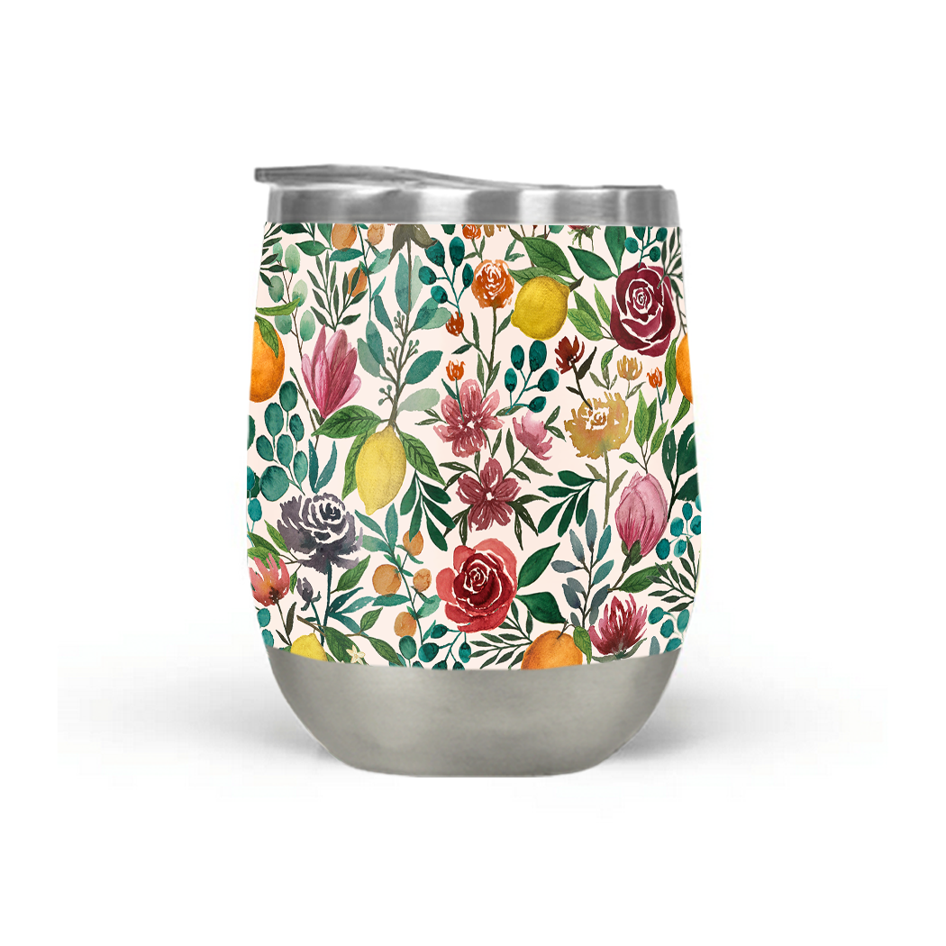 Fruit and Flowers Wine Tumbler