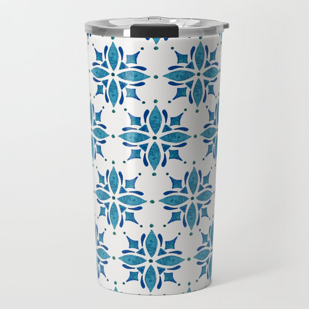 Blue Tile Travel Mug