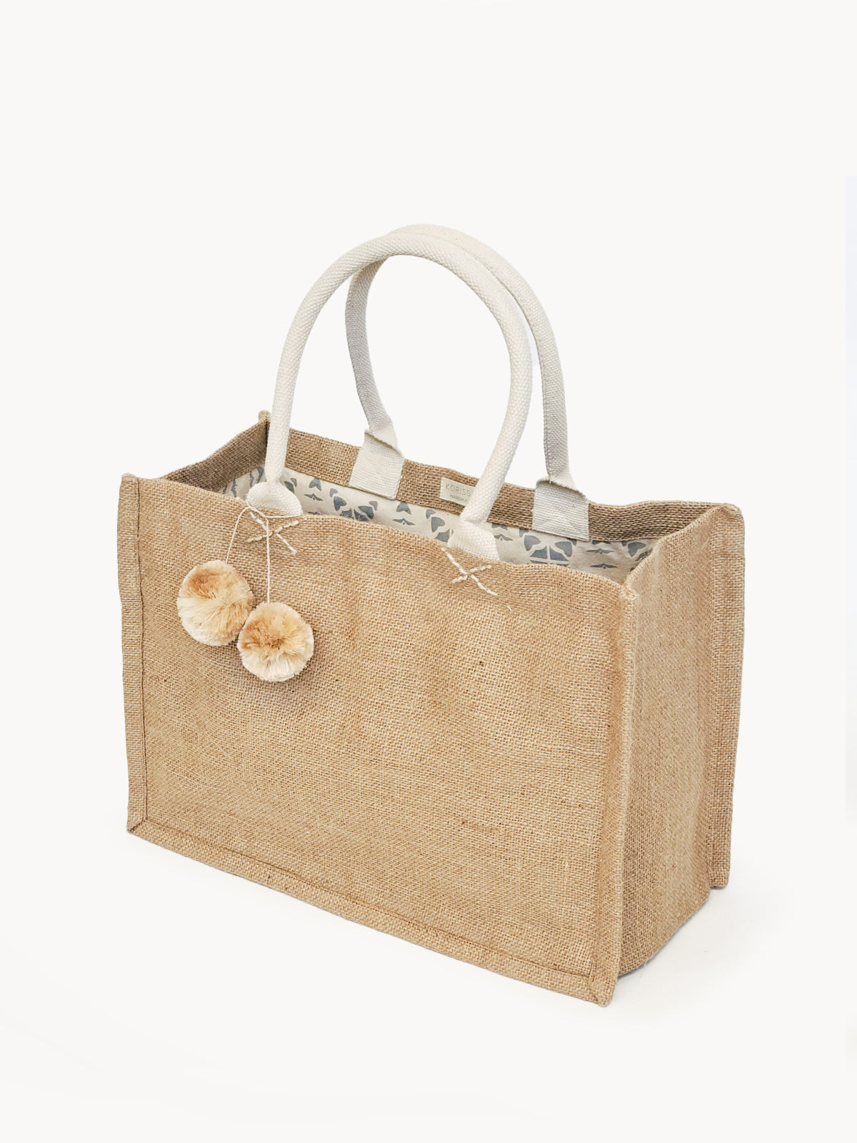 Jute Canvas Gift Bag With Pompom (M)