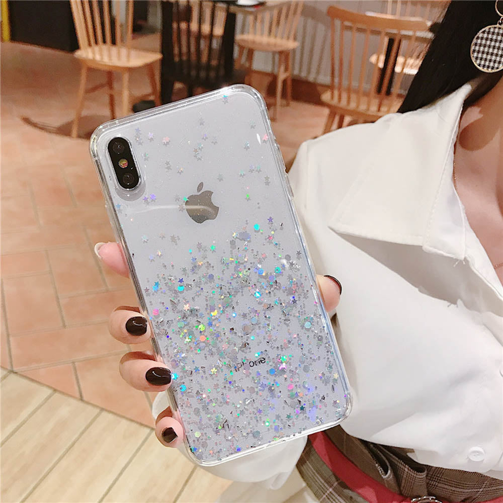 iPhone X Max Creative Transparent TPU Glitter Case