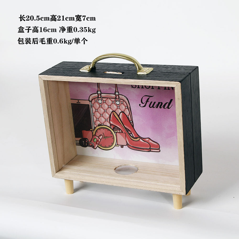 Nordic Creative Wooden Piggy Bank for Desktop Decor