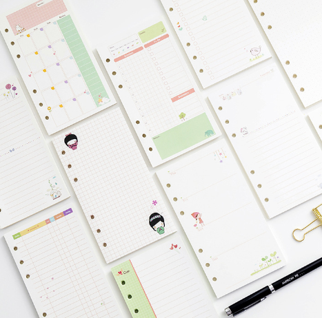 Cartoon 6-Hole Notebook Inner Pages for Fresh Journaling