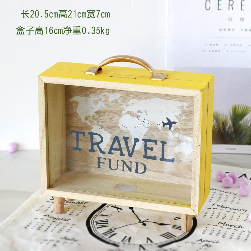 Nordic Creative Wooden Piggy Bank for Desktop Decor