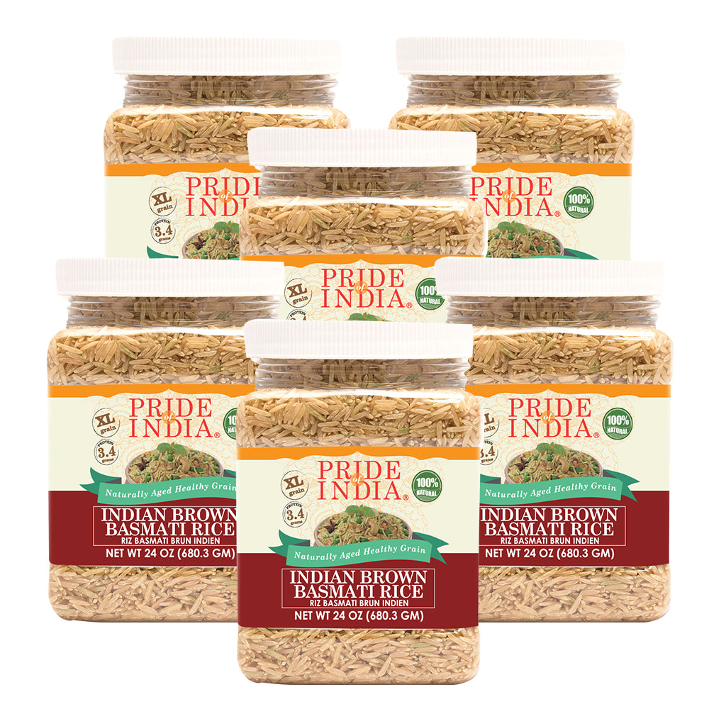 Extra Long Indian Brown Basmati Rice - Naturally Aged Healthy Grain Jar