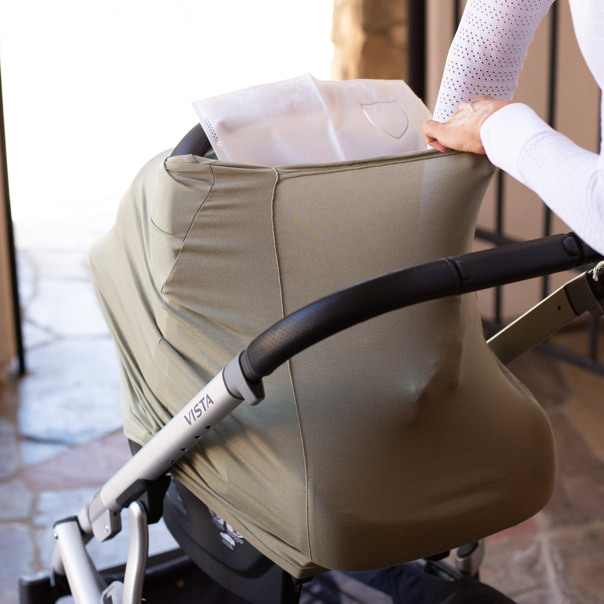 Snuggle Shield® BreatheBamboo™ Multi-Use Antimicrobial Air Filtering Infant Cover Moss Green