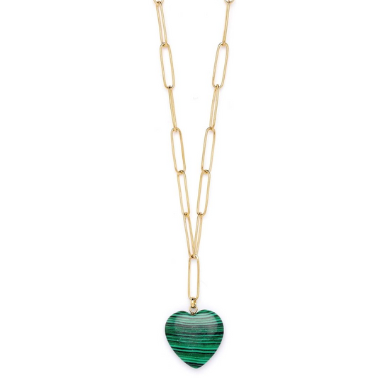 Amazonian Gemstone Heart Chain Necklace