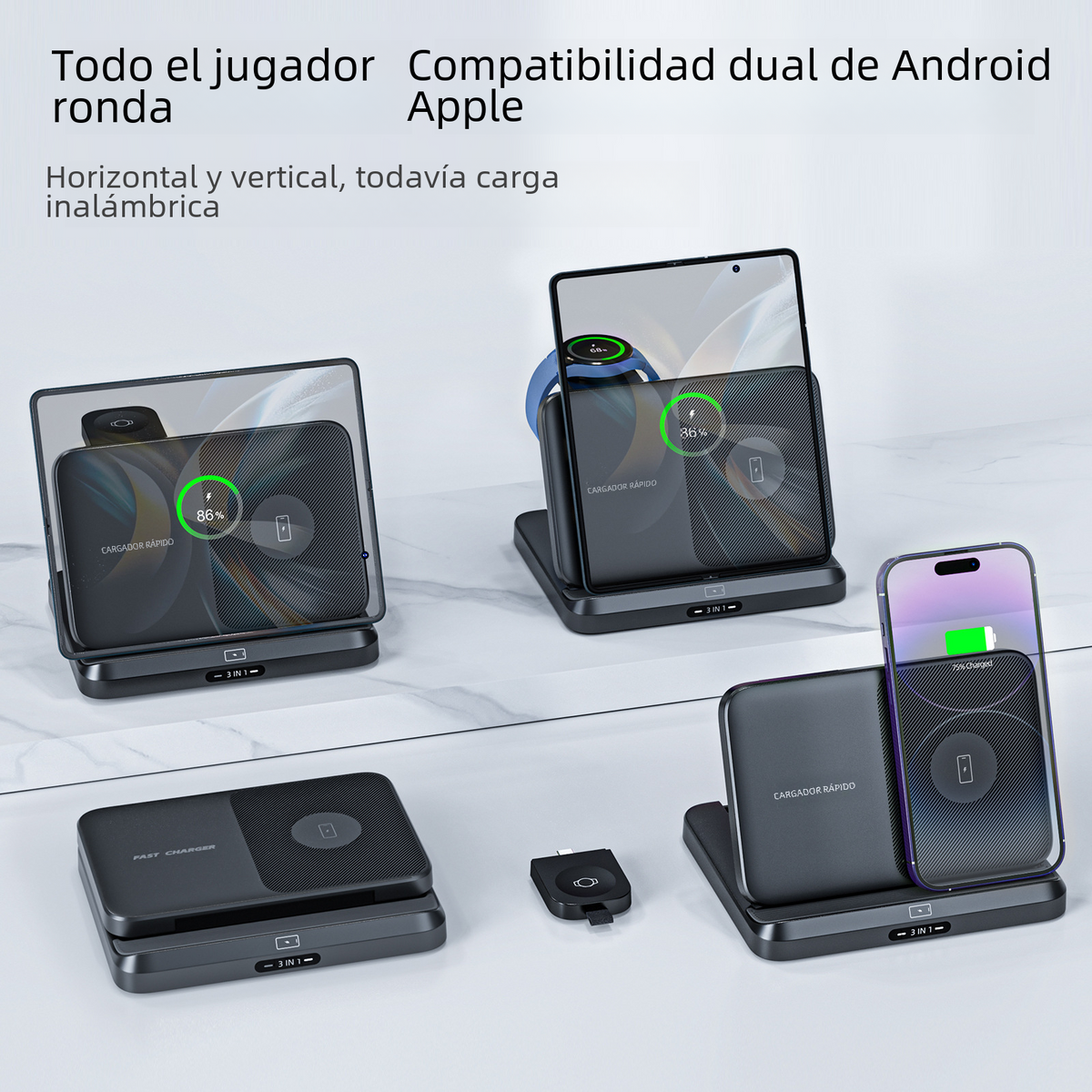 W82S Foldable 3-in-1 Wireless Charger for Samsung FOLD