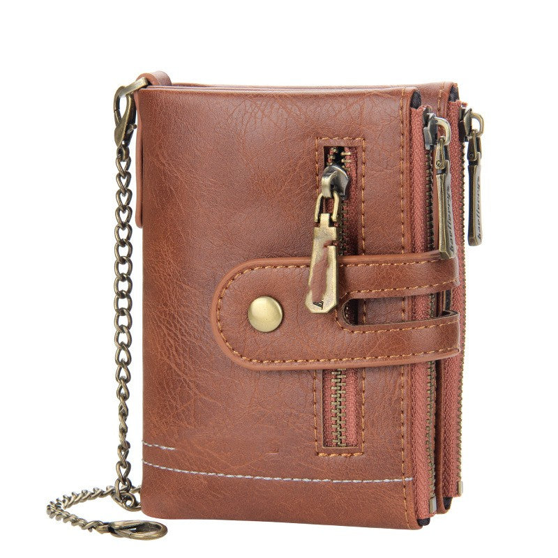 Men's Short Wallet with Double Zippers (European & American)