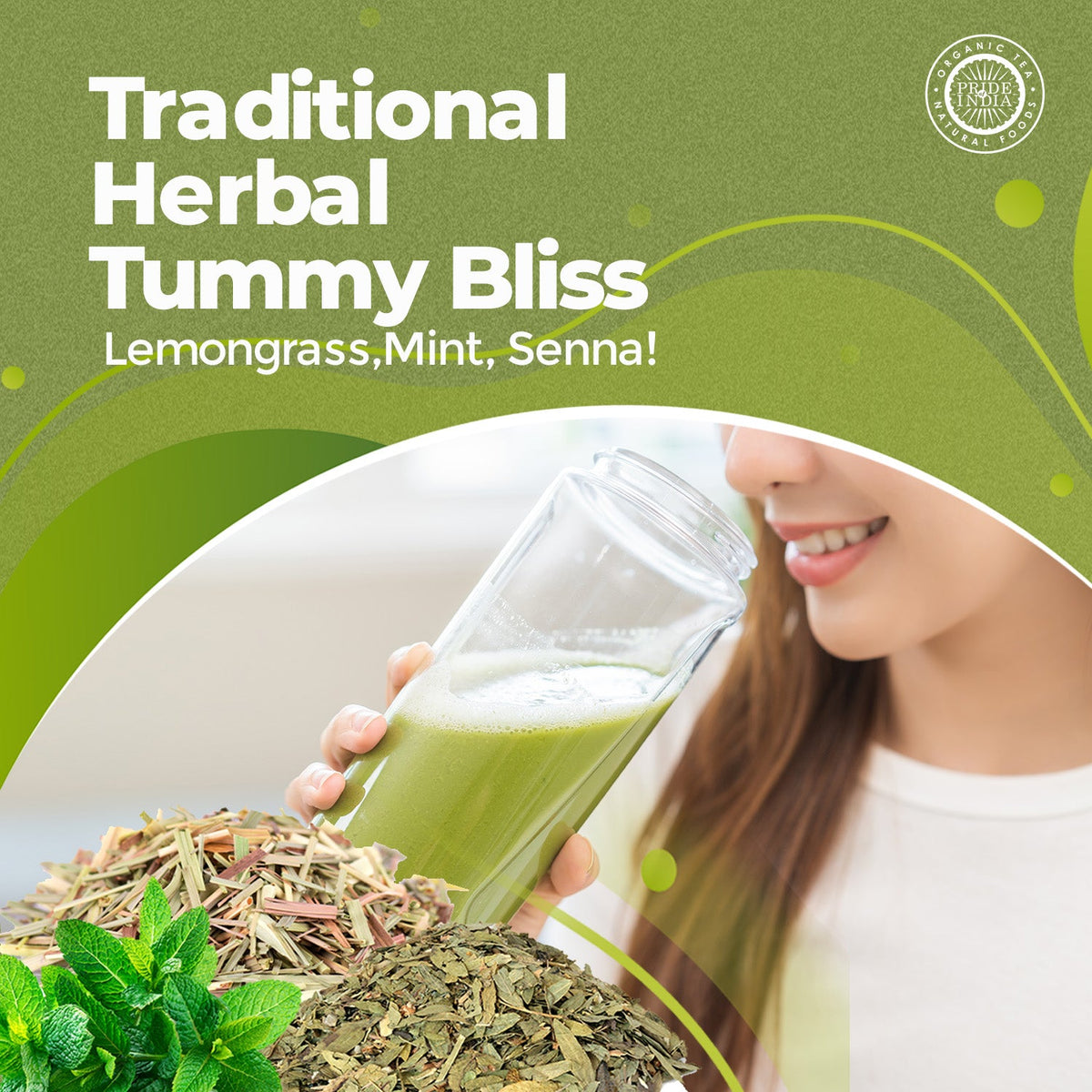 Digestive Health Trio 10.59 oz (300 gm) | Includes Mint Leaf Whole, Lemongrass Fine Cut & Senna Herbal Tea Leaf Whole | Perfect for Hot/Iced Tea, Mocktails | Promotes Inner Wellness | 3 PACK of 3.53 oz
