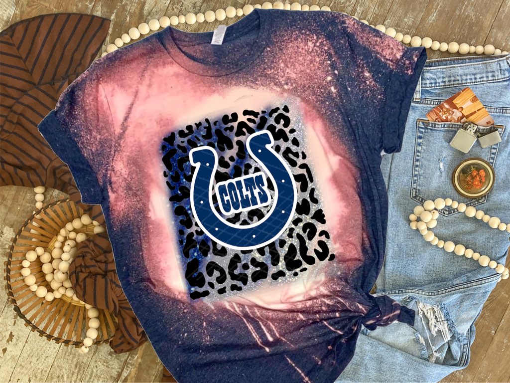 Colts - Black Leopard Print w/ Blue & Silver Glitter Print