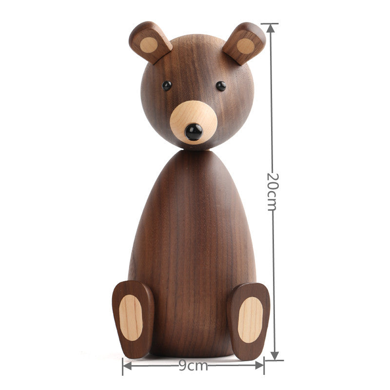 Nordic Black Walnut Bear Decor for Kids' Room