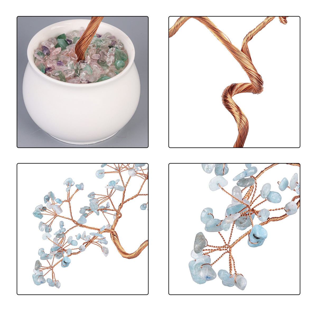 Creative Natural Crystal Tree with Ceramic Pot Decor