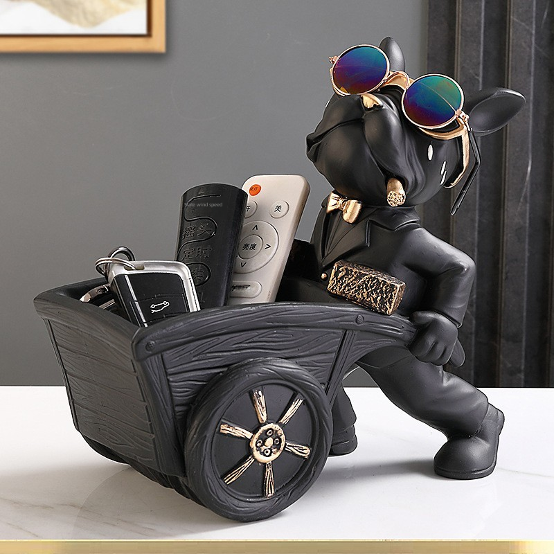 Key Holder and Decorative Tray with Bulldog Design