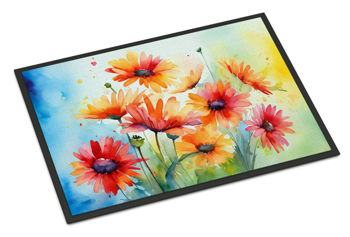 Gerbera Daisies in Watercolor Doormat