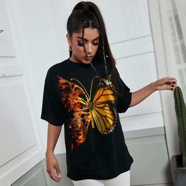 New Butterfly Print Women's T-Shirt - Harajuku Style