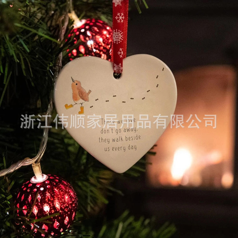 I Wish You Lived Next Door Ceramic Heart Pendant