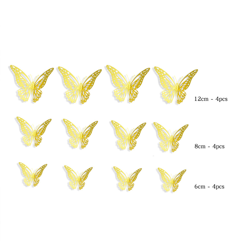 12pcs 3D Hollow Butterfly Wall Stickers for Decor