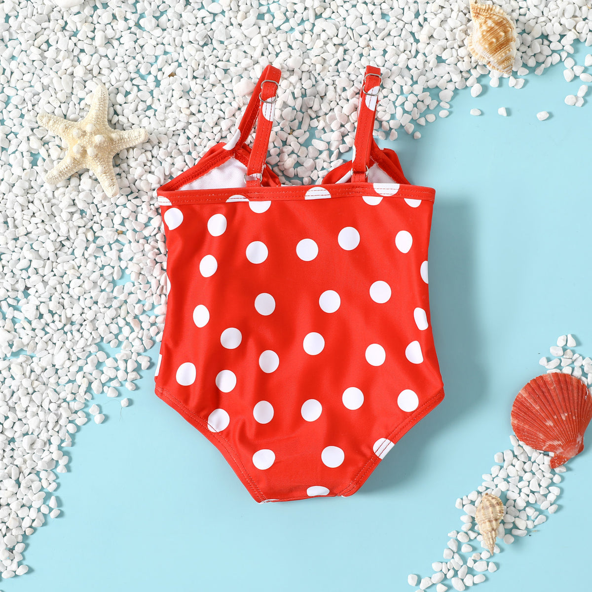 Girls' Polka Dot Backless Swimsuit with Bow