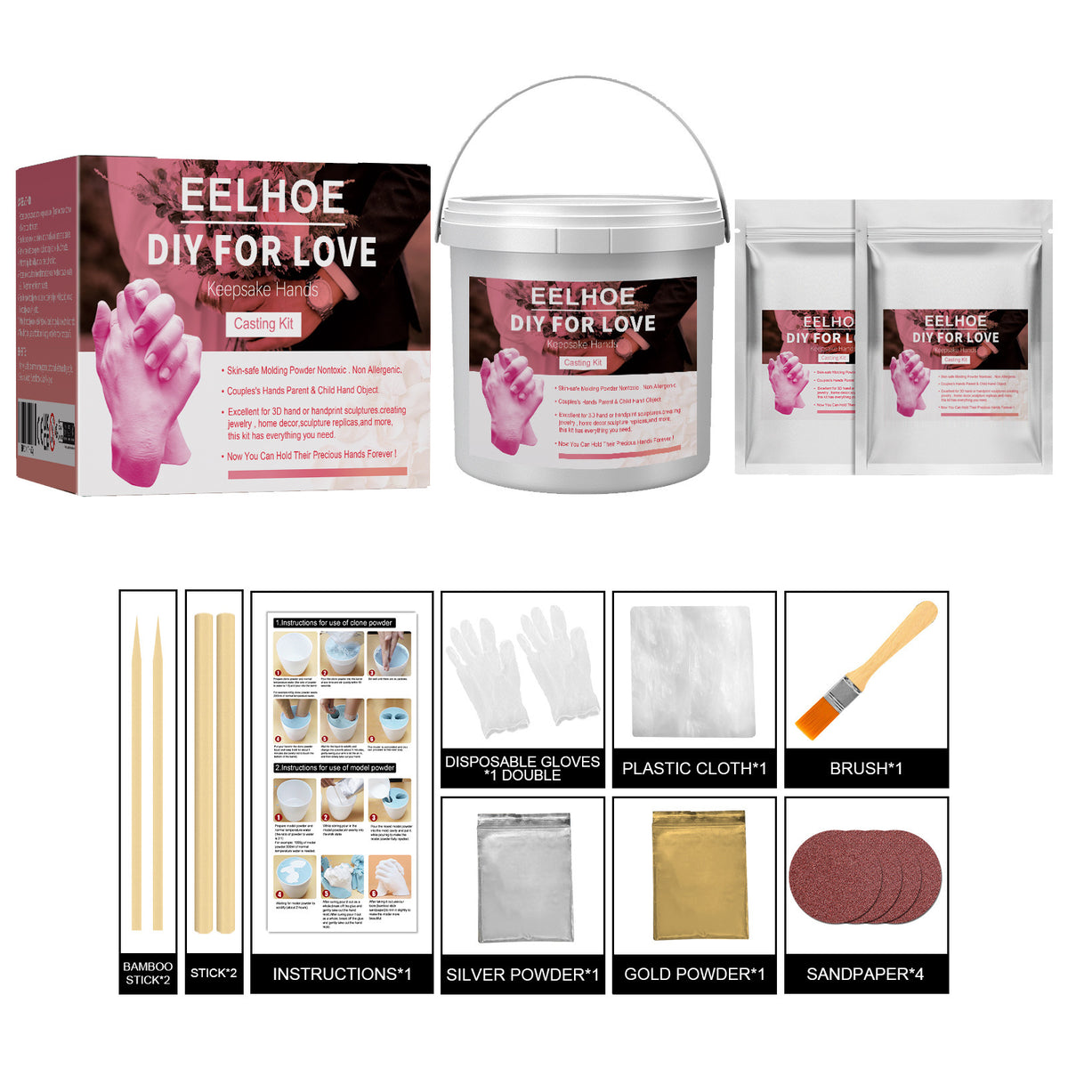 EELHOE 3D Hand Mold DIY Kit for Valentine's Gift