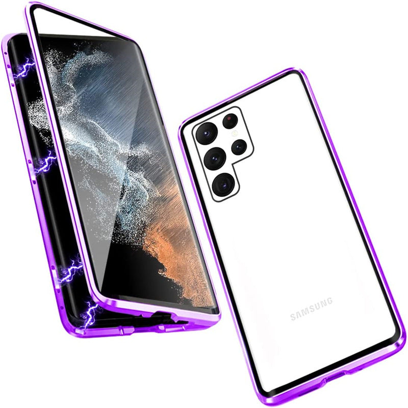 Magnetic Metal Dual-Sided Glass Case for Samsung S22