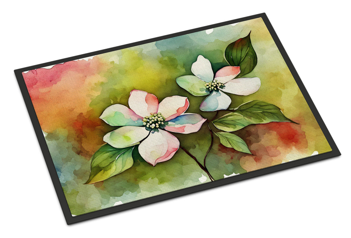 Virginia American Dogwood in Watercolor Doormat