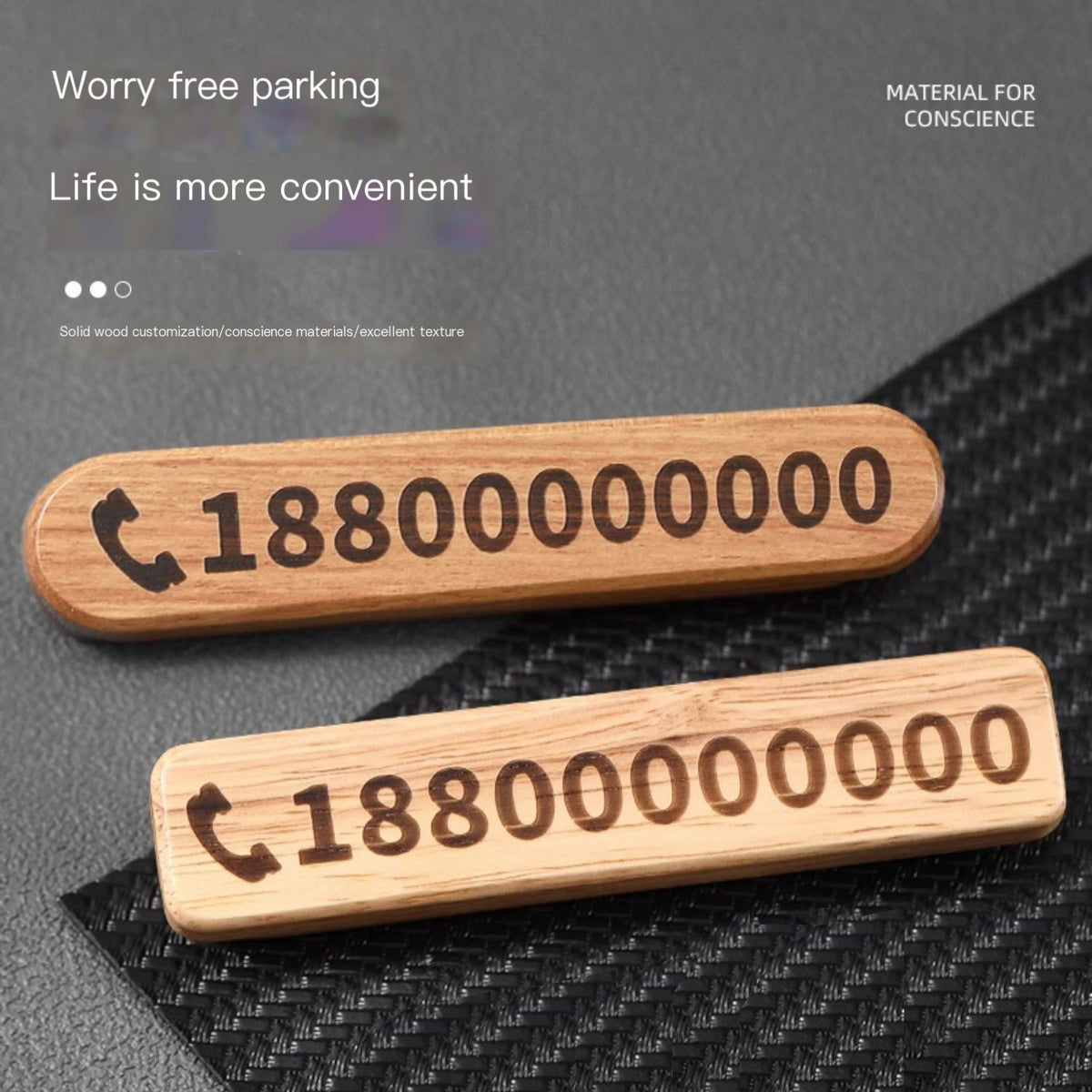 Walnut Car Temporary Parking Sign with Creative Design