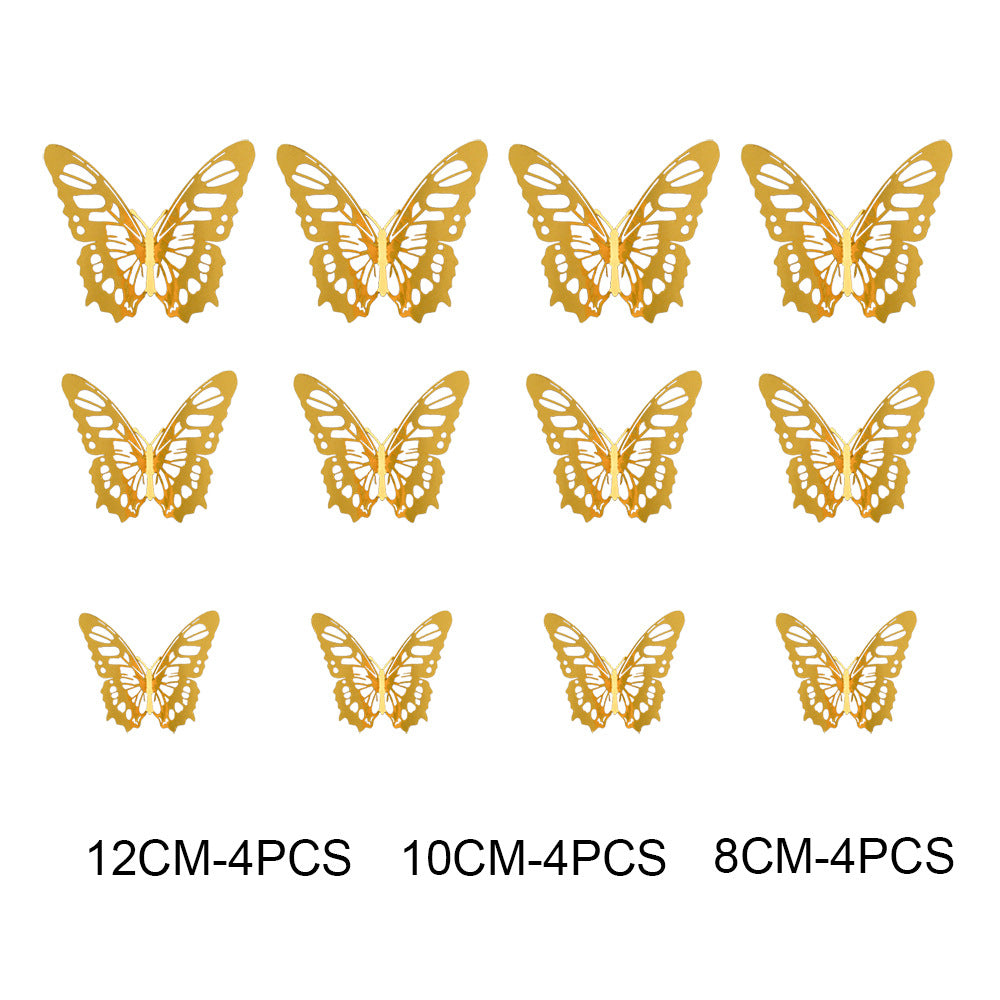 12pcs 3D Hollow Butterfly Wall Stickers for Decor