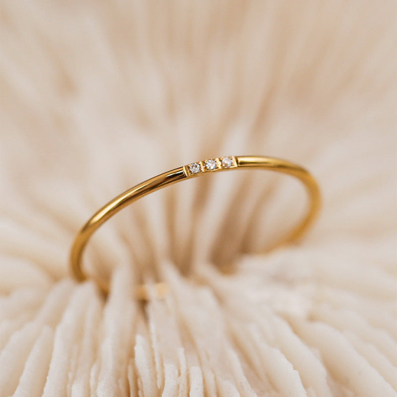 Women's Engagement Stainless Steel 1mm Zirconia Ring