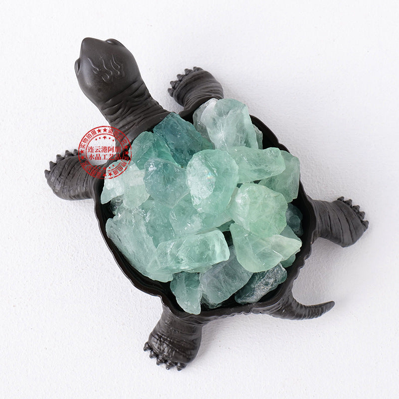 Natural Crystal Turtle Figurine with Amethyst & Citrine